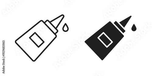 Glue icons vector glyph and thin line. Black icons