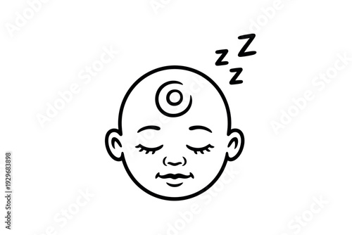 Cartoon baby sleeping peacefully with zzz