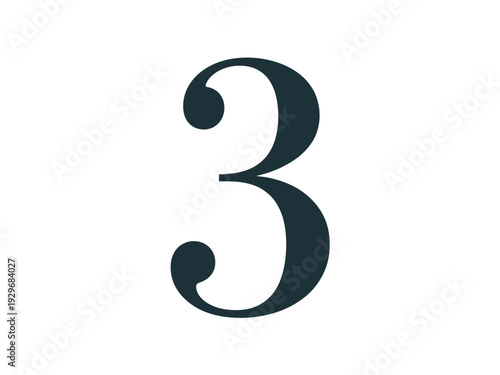 Large Black Number Three Typography