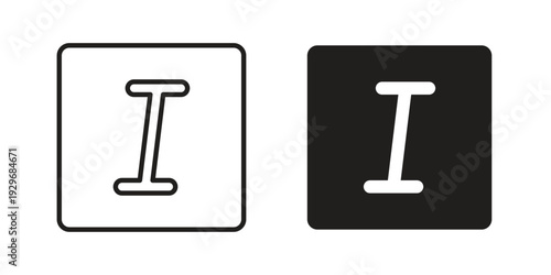 Italic button icons vector glyph and thin line. Black icons