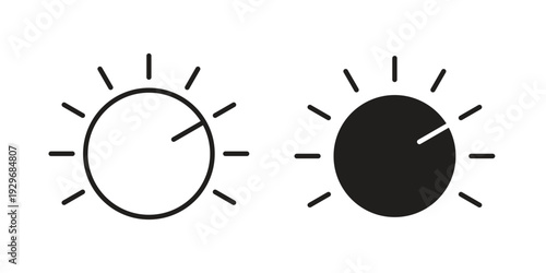 Knob icons vector glyph and thin line. Black icons