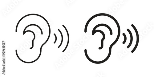 Listening icons vector glyph and thin line. Black icons