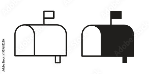 Mailbox icons vector glyph and thin line. Black icons