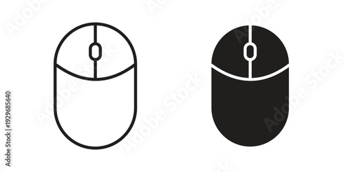 Mouse icons vector glyph and thin line. Black icons