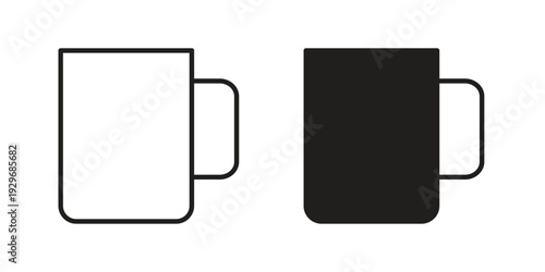 Mug icons vector glyph and thin line. Black icons