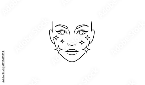 Glowing Skin Face Icon Minimal Beauty Skincare Vector Illustration on White