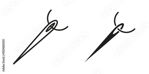 Needle icons vector glyph and thin line. Black icons