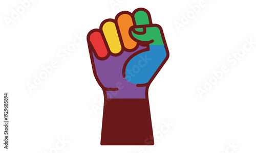 Rainbow Fist Icon for LGBTQ+ Pride and Solidarity Movement