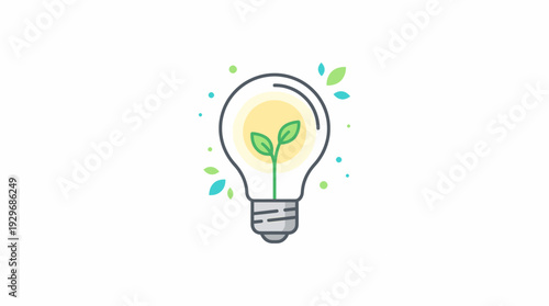 Light Bulb with Growing Plant Inside Symbolizing Eco Energy Innovation and Sustainability