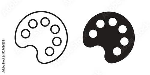 Palette icons vector glyph and thin line. Black icons