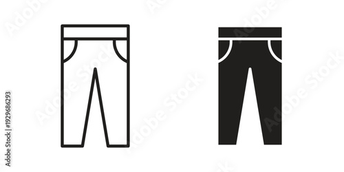 Pants icons vector glyph and thin line. Black icons