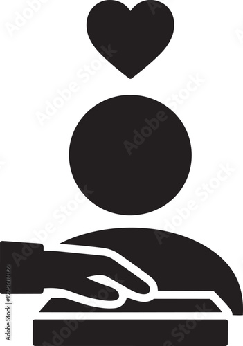 Person Giving with Heart Icon Symbolizing Generosity, Donation, Customer Support, Care, and Philanthropic Contributions