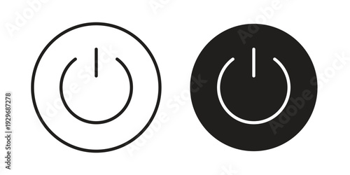 Power button icons vector glyph and thin line. Black icons