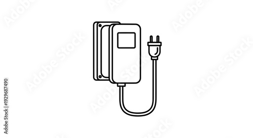 Electric Vehicle (EV) Charger Wallbox with Cable and Plug, Sustainable Transport Technology on Isolated White Background