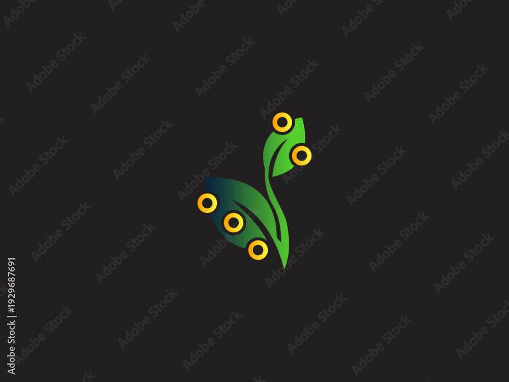 Fototapeta premium Eco Leaf Growth Logo Concept, Green Environmental Branding Symbol