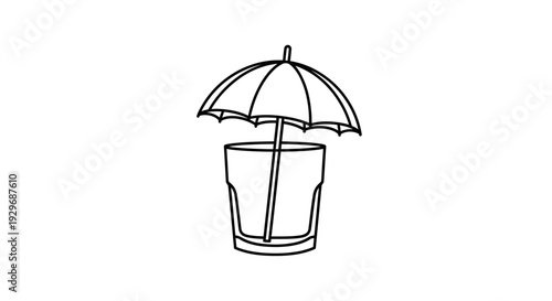 Refreshing Drink Glass with Small Umbrella, Summer Beverage Concept on Isolated White Background