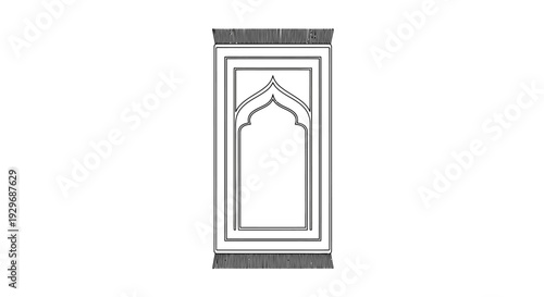 Traditional Islamic Prayer Mat (Sajadah) with Arch Design, Spiritual Worship Accessory on Isolated White Background