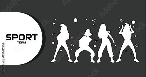 Dynamic women exercising together in modern minimalist style