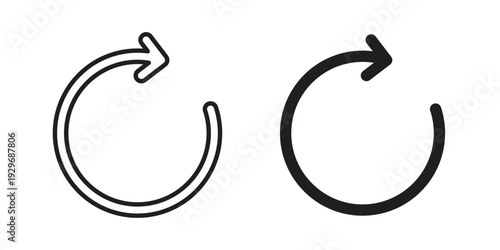 Reset icons vector glyph and thin line. Black icons