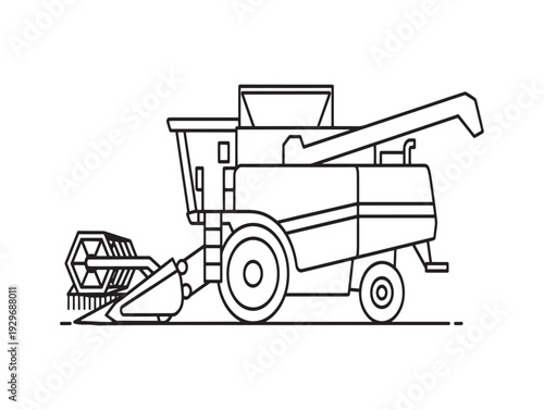 Vector combine harvester machine illustration isolated on White Background