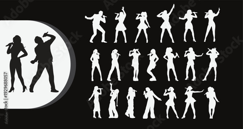Singers performing on stage silhouettes collection