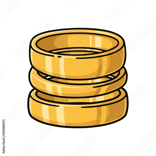 Golden coins stack with subtle shadows and highlights isolated on white background