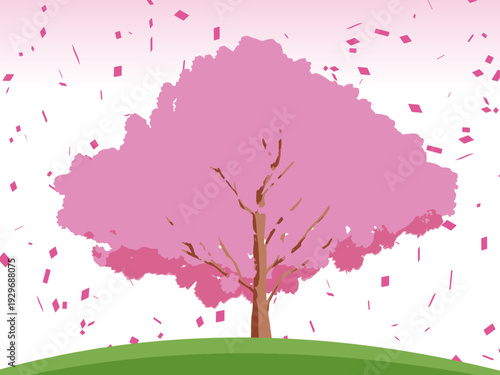 背景, カラフル, 木, 桜, 植物, 自然, ベクター, とぶ, イラスト, ブランチ, 葉, 