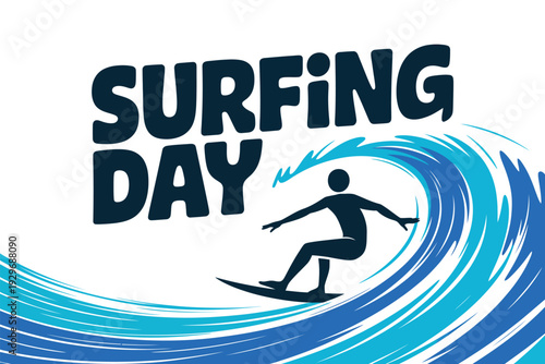 Surfing Day Graphic with Silhouette