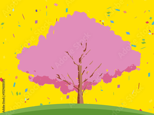 背景, カラフル, 木, 桜, 植物, 自然, ベクター, とぶ, イラスト, ブランチ, 葉, 