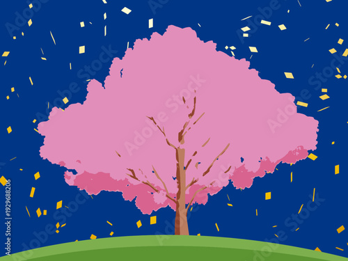 背景, カラフル, 木, 桜, 植物, 自然, ベクター, とぶ, イラスト, ブランチ, 葉, 