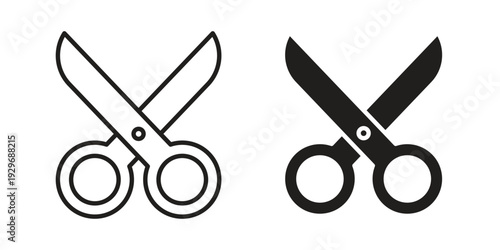 Scissor icons vector glyph and thin line. Black icons