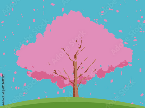 背景, カラフル, 木, 桜, 植物, 自然, ベクター, とぶ, イラスト, ブランチ, 葉, 