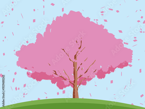 背景, カラフル, 木, 桜, 植物, 自然, ベクター, とぶ, イラスト, ブランチ, 葉, 