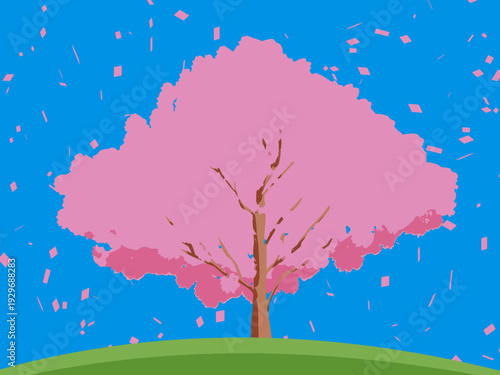 背景, カラフル, 木, 桜, 植物, 自然, ベクター, とぶ, イラスト, ブランチ, 葉, 