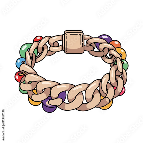 Colorful beaded chain bracelet with clasp