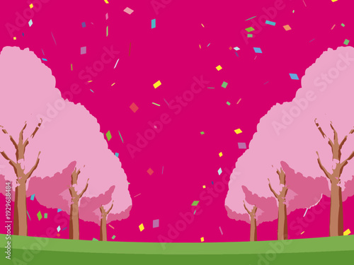 背景, カラフル, 木, 桜, 植物, 自然, ベクター, とぶ, イラスト, ブランチ, 葉, 