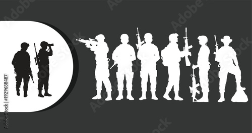 Soldiers in tactical gear standing ready with rifles