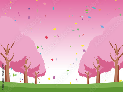 背景, カラフル, 木, 桜, 植物, 自然, ベクター, とぶ, イラスト, ブランチ, 葉, 