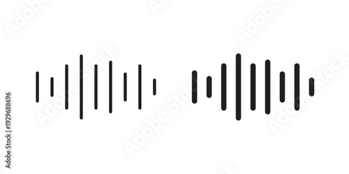 Sound wave icons vector glyph and thin line. Black icons