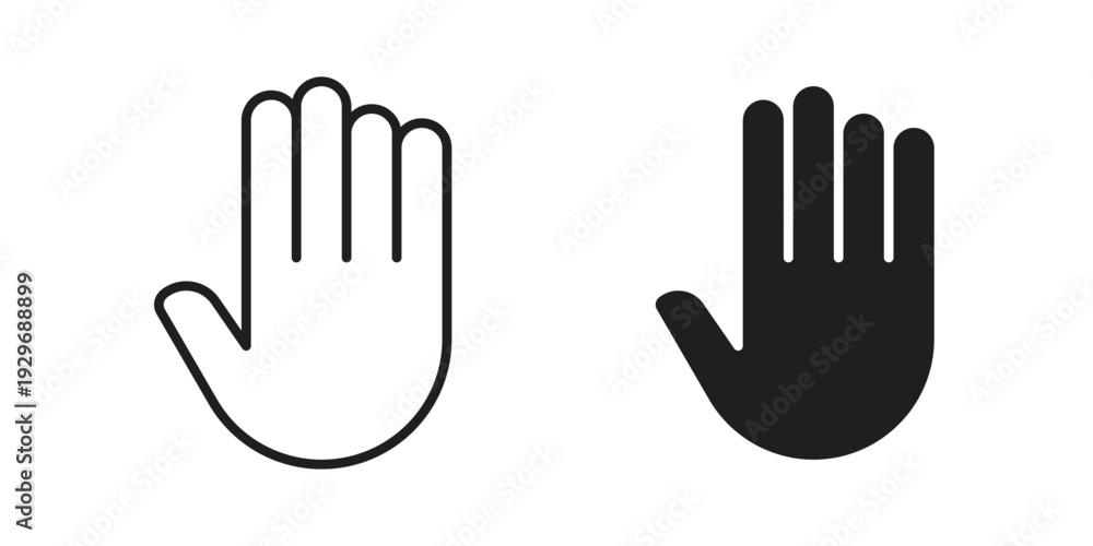 Fototapeta premium Stop icons vector glyph and thin line. Black icons