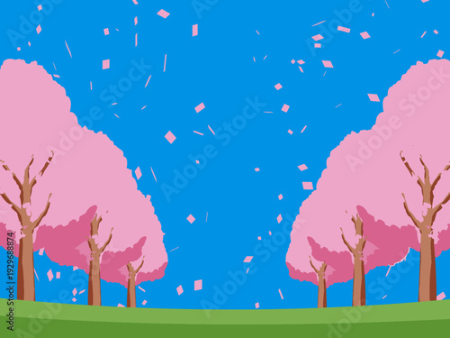 背景, カラフル, 木, 桜, 植物, 自然, ベクター, とぶ, イラスト, ブランチ, 葉, 