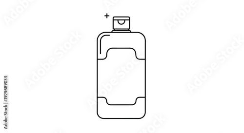 Clean outline of a rectangular plastic bottle with a flip cap potentially used for toiletries or cleaning liquid products.