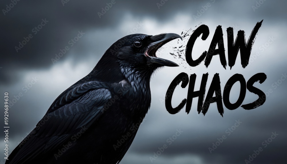 Fototapeta premium Crow stormy typography poster