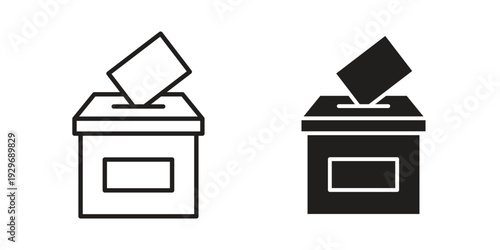 Voting icons vector glyph and thin line. Black icons