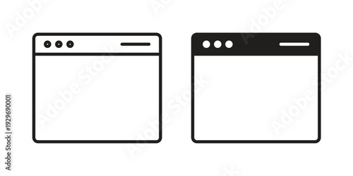 Web page icons vector glyph and thin line. Black icons