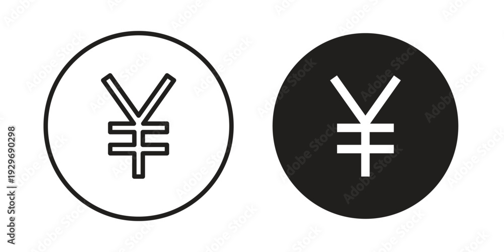 Obraz premium Yen icons vector glyph and thin line. Black icons