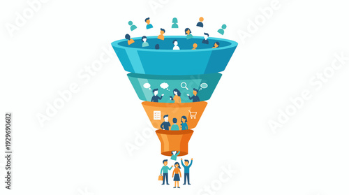 Sales Funnel Illustration Showing Customer Journey Stages