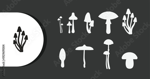 Mushroom silhouettes collection in modern minimalist design