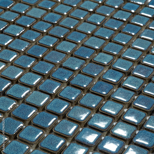 Diagonal Blue Ceramic Mosaic Tile Background