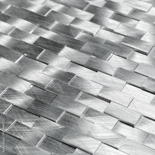 Diagonal Brushed Silver Metal Mosaic Tile